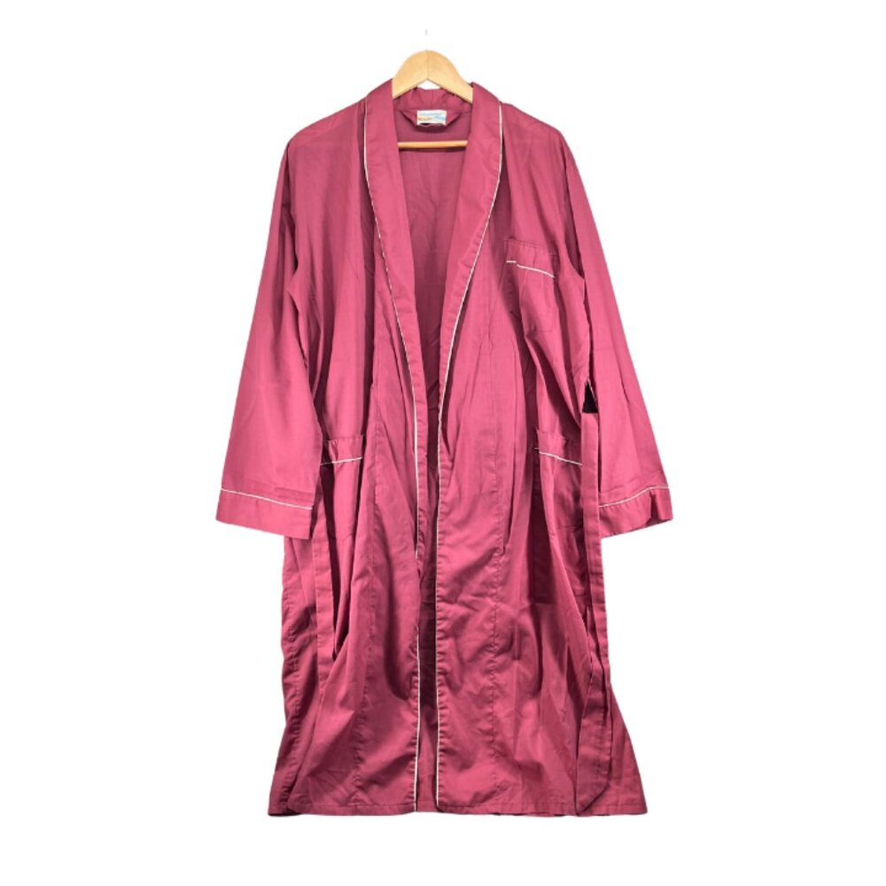 Vintage Manhattan Dura Brite Robe Belted with Pockets and White Trim sz Medium